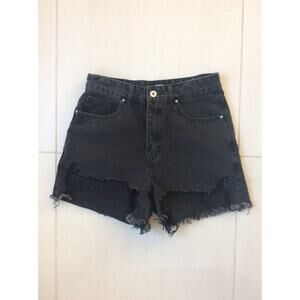Cotton On Denim Jean Shorts High Rise Ripped Off Frayed